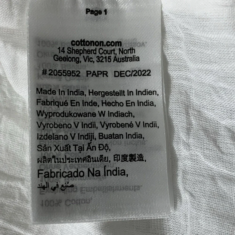 Cotton On Dress‎ Womens XS White Boho Smocked Tiered Gauze Mini Peasant 2055952